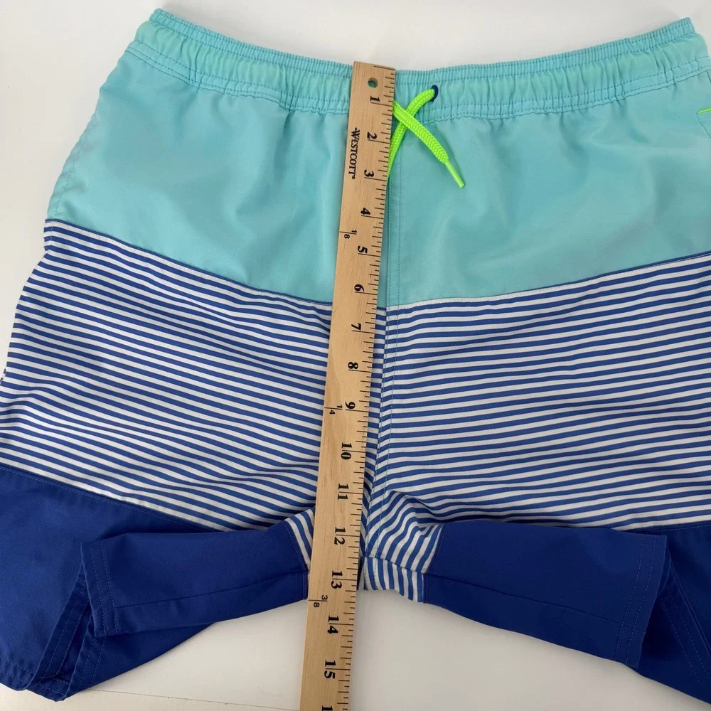 Vineyard Vines Swim Trunks Mens XL Blue Teal Striped Colorblock Board Shorts